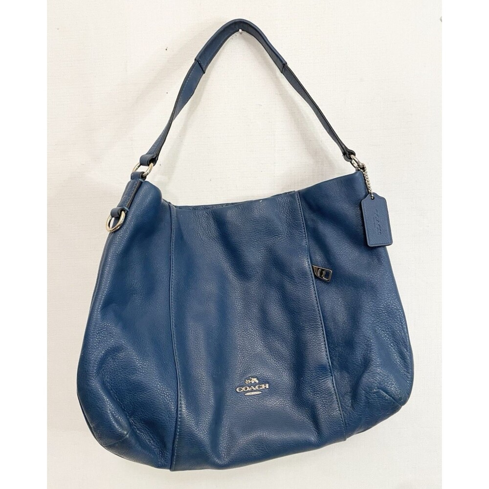 Coach 35809 East/West Isabelle Pebbled Leather Hobo Bag Handbag Purse Turquoise